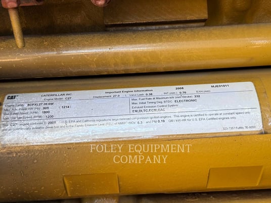 800 KW Caterpillar #C27, diesel generator set, 480 Volts, 668 hours, Tier 2, enclosure, tramont fuel tank - Image 9
