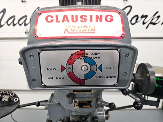 Clausing Kondia #FV-1, Vertical Milling Machine, 9" x 48" table, 30" longitudinal travel, 15" saddle travel - Image 7