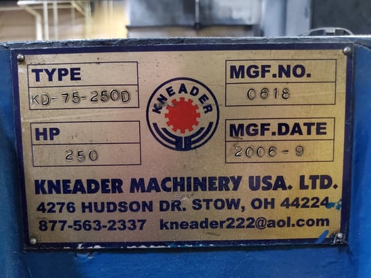 Kneader #KD-75-250D, Industrial Rubber/Silicone Internal Mixer, 75-liter, 250 HP motor, 2-wing tangential - Image 4