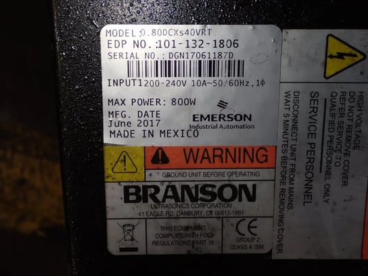 Branson #80DCXS40VRT, Controller, 1 Phase, 800 Watts, 10 Amps, 200-240 Volts, 2017 - Image 4