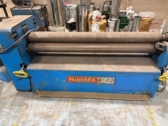 6' x 3/16" Niagara #6-72, bending roll, 6" roll diameter, air drop end, power rear roll adjustment, 25 FPM - Image 2