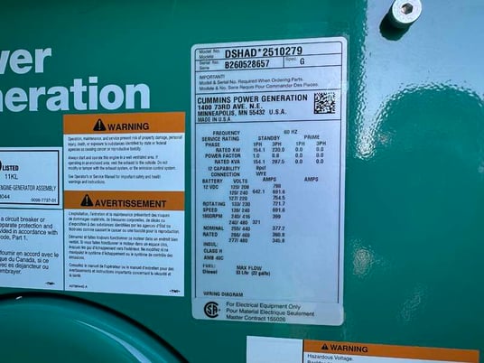 230 KW Cummins #DSHAD, diesel generator set, 120/208 Volts, 364 HP @ 1800 RPM, QSL9-G2 NR3 engine, EPA Tier - Image 9