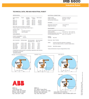 ABB #IRB-6600-125/3.2, Industrial Robot Arm, 125" reach, 6-axis, 2 robots & 2 controllers, 275 lb. payload - Image 8