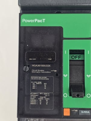 100 Amps, Square D, HGA36100U33X, PowerPact Circuit Breaker, 3 Pole, 600 Volts, 65kA - Image 3