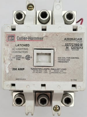 Cutler-Hammer A202K4CAM, AC Lighting Contactor, 200A, 3P, 60 Volts, 120/110 Volts, Coil Model M - Image 2