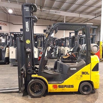 6000 lb. Clark #S30CL, Forklift, 240" raised height, 42" spade fork length, 4-way hydraulics, 8743 hours, 2018 - Image 2