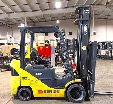 6000 lb. Clark #S30CL, Forklift, 240" raised height, 42" spade fork length, 4-way hydraulics, 8743 hours, 2018 - Image 7
