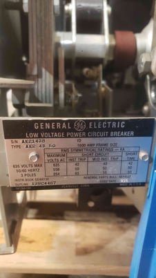 1600 Amp. GE #AKR-4B-50, Low Voltage Power Circuit Breaker, 635 Volts, 3p, - Image 3