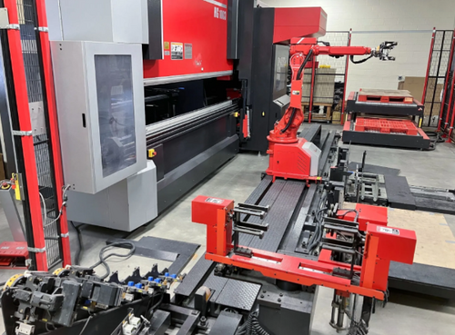 100 Ton, Amada #HG1003ARS, CNC Robotic Bending Cell, 10' overall, 106.3" between housing, 9.8" stroke, 17.7" - Image 2