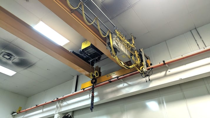 5 Ton, R & M, 38' Span, 29' lift, Class D, pendant, VFD bridge/trolley, 2003, #2694 - Image 3