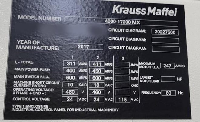 4000 Ton, Krauss Maffei #4000-17200MX, injection molding press, 2017 - Image 3