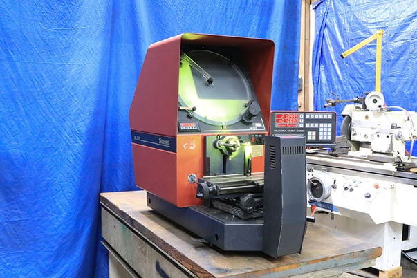 14" Starrett #HB350, horizontal bench optical comparator, 10x lens, 8" horizontal travel, 4" vertical travel - Image 1