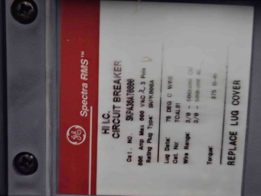 800 Amp, GE Spectra #SFPA36AT0250, Panelboard w/ Main, Meter, 3 Breaker - Image 5