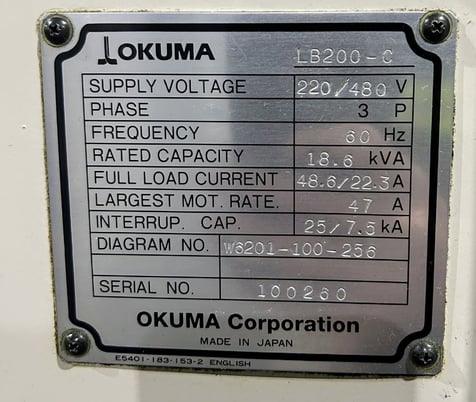 Okuma #LB-200C, turning center w/ bar feed, OSP-U100L Control, 2001 - Image 9