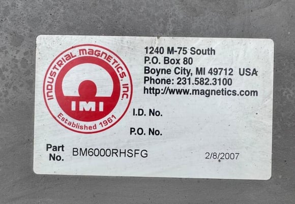 Industrial Magnetics #BM6000RHSFG, Inline Bullet Magnet, 2007 - Image 2