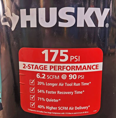 2 HP Husky #C304H, Portable Vertical Electric Air Compressor, 30 gallon, 175 PSI - Image 7