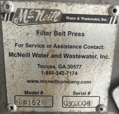 McNeill ##FPP152B, dewatering belt, VFD - Image 2