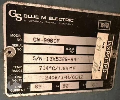 48" width x 36" H x 24" L Blue M #CW-9980F, single door solvent rated cabinet oven, electric, 1300&deg;F - Image 8