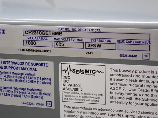 100 Amps, Square D #CF2310GETBMB, Busway, 3 Phase, 3-Wire, 600 VAC - Image 6
