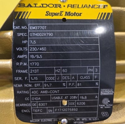 Chicago Blower package, 7.5 HP, size 9, Carbon steel, unused - Image 6