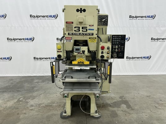 35 Ton, Komatsu #OBS35-2, gap frame stamping press, 3.15" stroke, air clutch/brake combo., 5 HP, 1985 - Image 1
