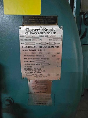80 HP Cleaver-Brooks #CB200-80, Packaged Boiler, 480 Volts, 3PH, 1981 (2 available) - Image 3