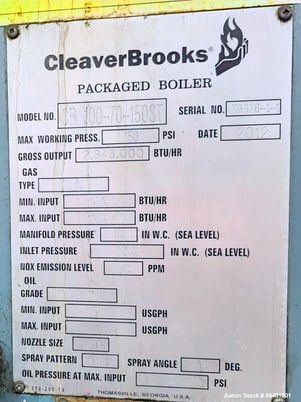 70 HP Cleaver-Brooks #CB-100-70-150ST, Steam Boiler, 2,343,000 BTUH, 150 PSI, 230 Volts, 2012 - Image 5