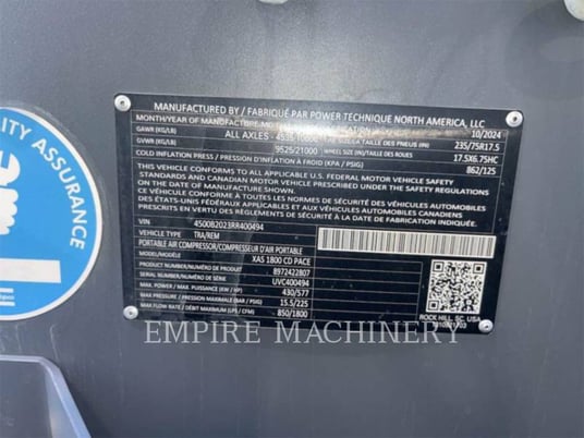 Atlas-Copco XAS1800CD, 252 hours, S/N: UVC400494, 2024 - Image 7