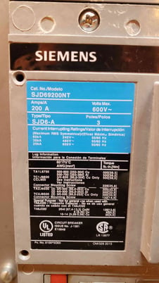 200 Amp, Siemens #SJD69200NT, Enclosure w/ Circuit Breaker - Image 3