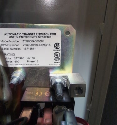 600 Amp. General Electric Zenith, ZTG, Automatic Transfer Switch, MX150 digital controller, 277/480 Volt - Image 5
