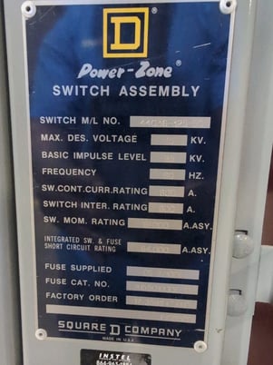600 Amp. Square D, Medium-Voltage Fusible Load Interrupter Switch, 15 kV - Image 2