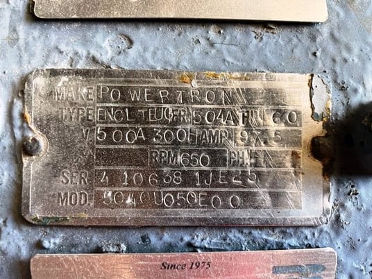 60 HP 650 RPM Powertron, Frame 504AT, DPFVBB, 500 VA, 300 VF - Image 4