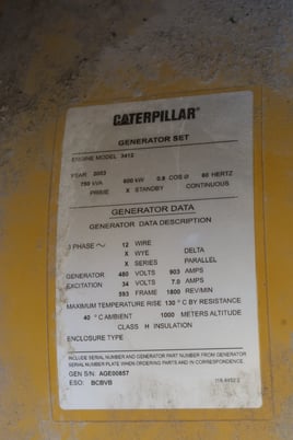 600 KW Caterpillar #3412, diesel generator, sound attenuated enclosure, 277/480 Volts, 11936 hours, 2003 - Image 5