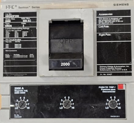 200 Amp, Siemens #HRD63F200, Bolt On Circuit Breaker, 3P, 600VAC - Image 3