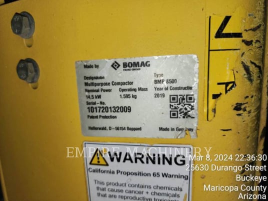 Bomag BMP8500, Wheel Loader, 1361 hours, S/N: 101720132009, 2019 - Image 5