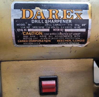 Darex #M1, drill sharpener, 1/16"-3/4" capacity, 6" x 1" wheel, bench mounted - Image 7