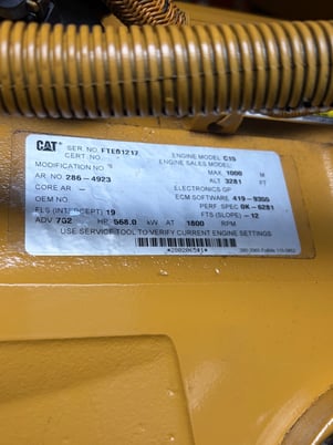 500 KW Caterpillar #C15, Diesel Generator Set, 762 HP 480 Volts, 284 hours Tier 2, 2012 - Image 3