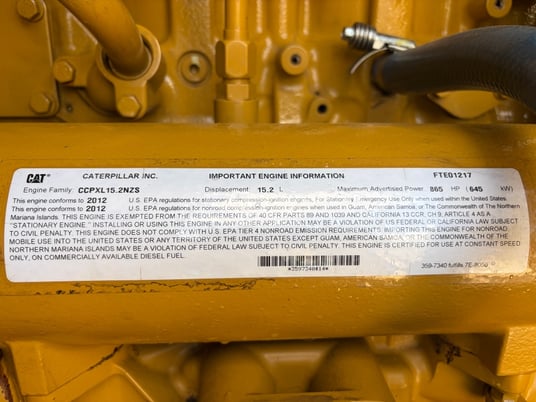 500 KW Caterpillar #C15, Diesel Generator Set, 762 HP 480 Volts, 284 hours Tier 2, 2012 - Image 10