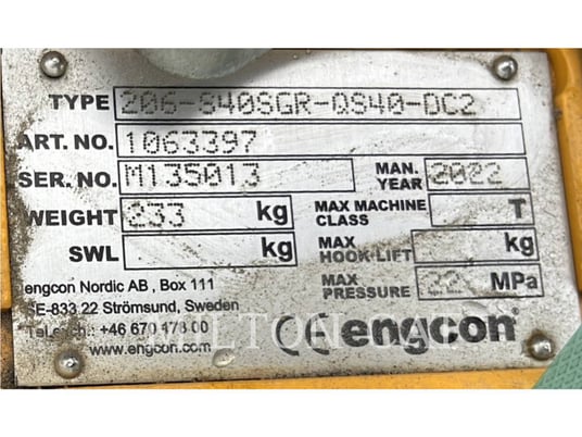 Engcon ENGCON EC206 TILT ROTATOR, Quick Coupler, S/N: M135013, 2022 - Image 5