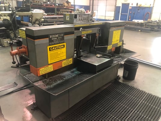12.75" x 12.75" HEM #H90A, Automatic Horizontal Band Saw, 1" width x 154" L x 0.035" thick Blade, 0-24" Bar - Image 1