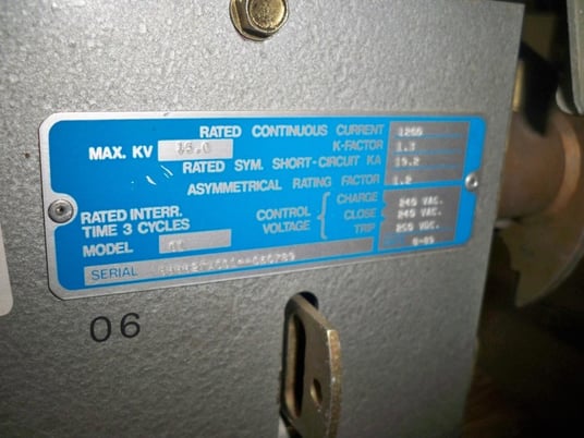 1200 Amps, ABB, 15GHK-500, 240 VAC closing volts - Image 2