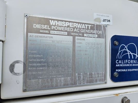 132 kW Multiquip #DCA150SSJU4F Trailer Mounted, Tier 4F, 120/240/208/480 Volts, 5,796 Hrs., 2016, $48.5k - Image 7