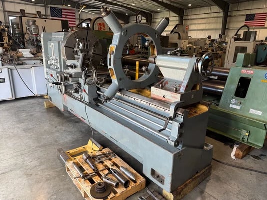34.2" x 80" Geminis #GE870, Engine Lathe, 12.75" Bore, (2) 32" 4-jaw chucks, 25" Steady rest, 20 HP, 1988 - Image 3