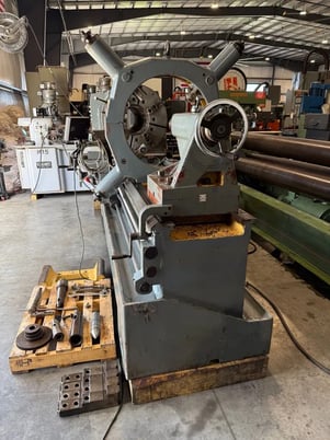 34.2" x 80" Geminis #GE870, Engine Lathe, 12.75" Bore, (2) 32" 4-jaw chucks, 25" Steady rest, 20 HP, 1988 - Image 4