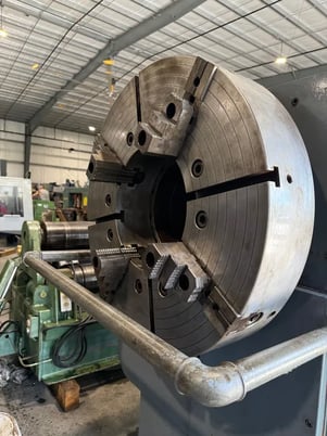 34.2" x 80" Geminis #GE870, Engine Lathe, 12.75" Bore, (2) 32" 4-jaw chucks, 25" Steady rest, 20 HP, 1988 - Image 5