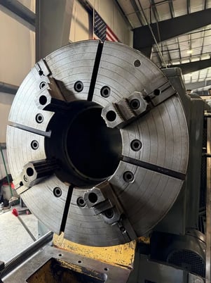 34.2" x 80" Geminis #GE870, Engine Lathe, 12.75" Bore, (2) 32" 4-jaw chucks, 25" Steady rest, 20 HP, 1988 - Image 8