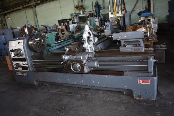 24" x 80" Lansing #24G, Engine Lathe, 4.125" Hole, 19" 4-jaw chuck, 12" 3-jaw chuck, 20 HP - Image 1