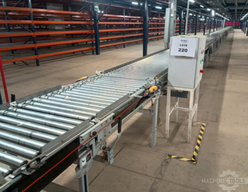 Hytrol Packaging Conveyor, Stainless steel motorized rollers, metal frame, width: 30" length: 65 m, height - Image 1
