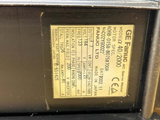 Fanuc A06B-0158-B075#7008 Servo Motor 5 HP 2000 RPM - Image 4