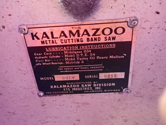 9" x 16" Kalamazoo #H9AW, Horizontal Band Saw - Image 5